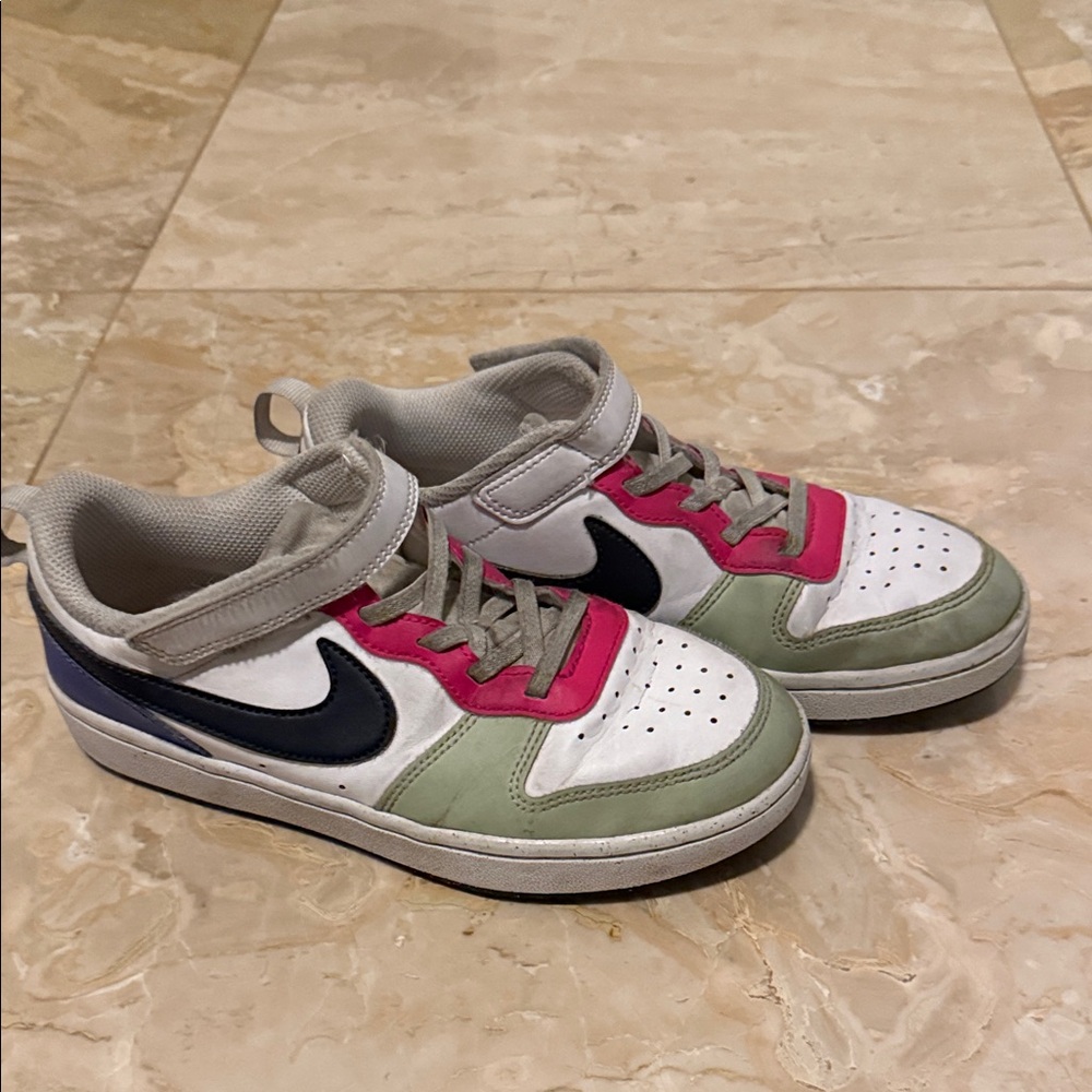 Nike Kids Sneakers - Pink, Green, and Navy Size 3